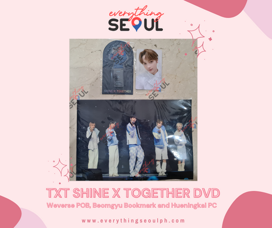 TXT SHINE X TOGETHER DVD: Weverse POB, Beomgyu Bookmark and Hueningkai PC