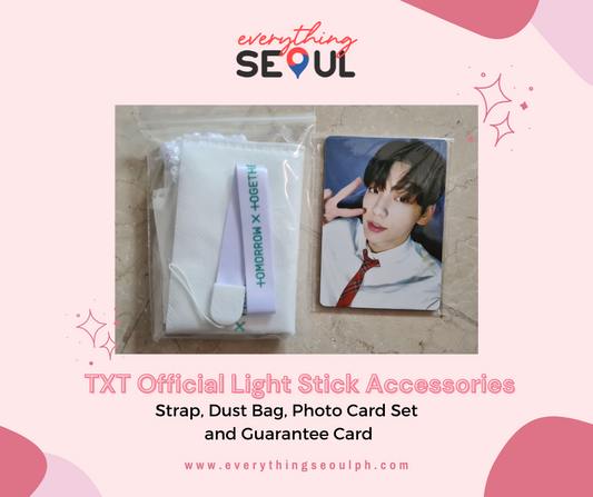 TXT Official Light Stick Accessories (Strap, Dust Bag, Photo Card Set  and Guarantee Card)